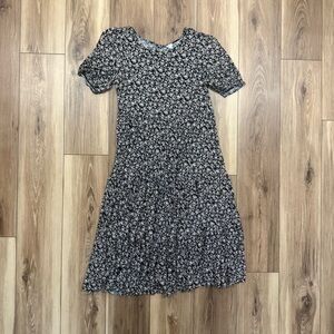 Aerie Black Floral Midi Dress – Size Small